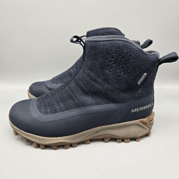 Merrell Other - Merrell Men's Sz 7 Blue Thermo Snowdrift Zip Mid Boot Waterproof Warm Leather